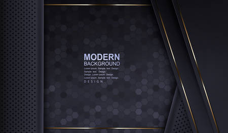 Textural gray background with mosaic, frames with a thin edging of a golden hueのイラスト素材