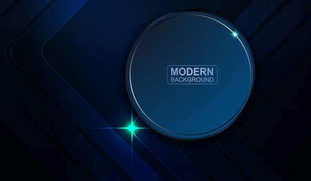 Dark blue background with a round frame with a thin border of metallic color, arrows and glitterのイラスト素材