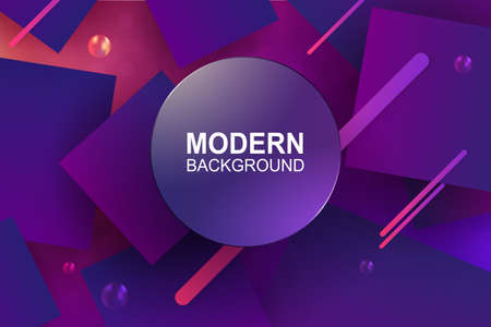Beautiful geometric background with square shapes and stripes, a round frame with glitter