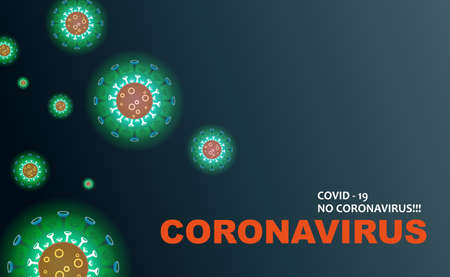 Dark design with green silhouettes of elements of coronavirus, prevention of viral infections. Composition of Asian fluのイラスト素材