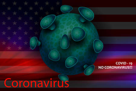 Composition with America flag silhouettes of coronavirus elements. Prevention of viral infections.のイラスト素材