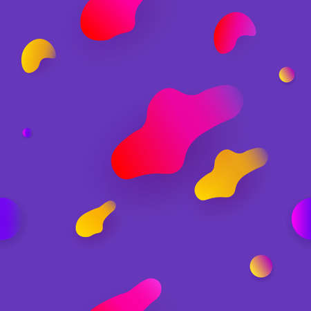 Blue seamless background with colored abstract silhouettes of oval shapes.