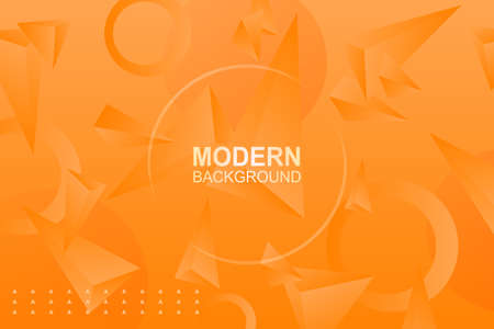 Orange background with gradient, silhouettes of triangles, circles and ringsのイラスト素材