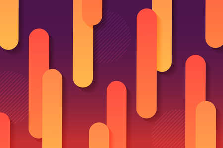 Purple composition with a gradient, stripes silhouettes in yellow and orange.のイラスト素材