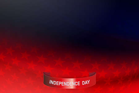 Abstract dark blue and red composition with many stars, red ribbon with textのイラスト素材