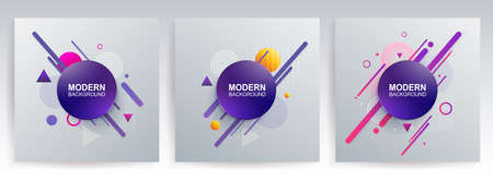 Round frame in a blue hue with a gradient, abstract pattern with geometric shapes, design component,...