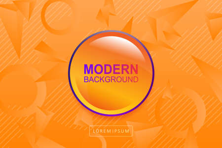 Orange design with gradient, silhouettes of triangles and rings, round frameのイラスト素材