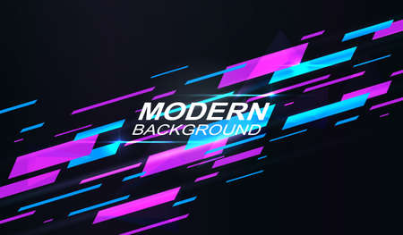 Dark geometric composition with blue and violet stripes with a gradient.