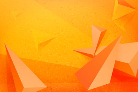 Abstract textured orange background, mosaic and set of triangles with 3-d effect