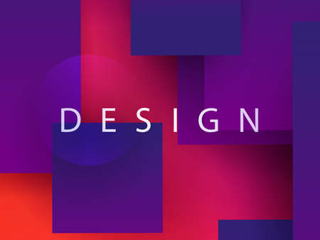 Abstract geometric pink background, squares with a gradient of blue and purple shades with a shadow