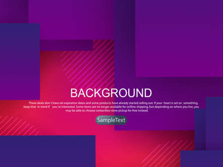 Abstract geometric pink design, squares with a gradient of blue and purple shades with shadow