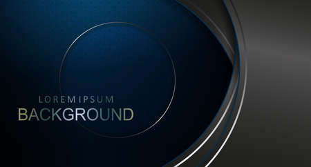 Abstract dark background of blue shade, semicircular curtains with a border of gray shade, round frameのイラスト素材