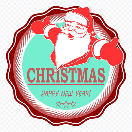 Christmas composition element. Round sign with silhouette of Santa Clausのイラスト素材