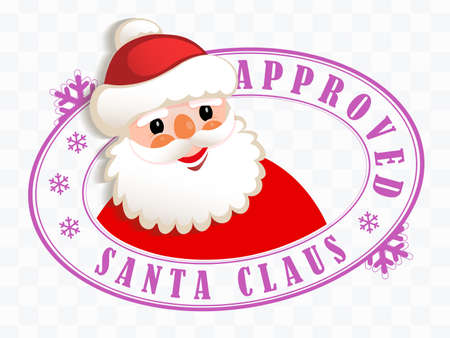 Christmas composition element. Oval print with silhouette of merry Santa Claus.のイラスト素材