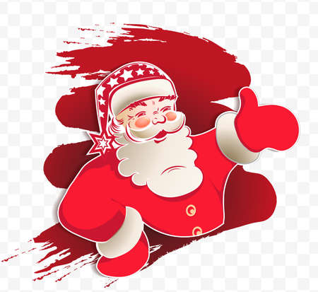 Element of Christmas composition. Silhouette of Santa Claus, hand indicates the directionのイラスト素材