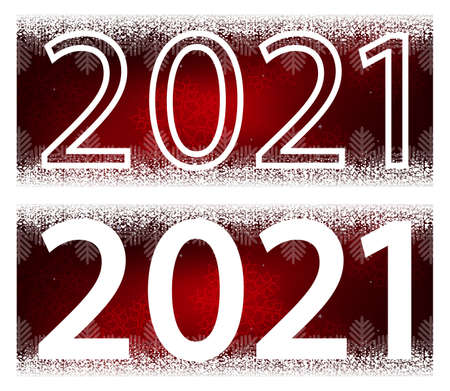 Christmas red composition happy new 2021 year, white snowflakes set, festive design element