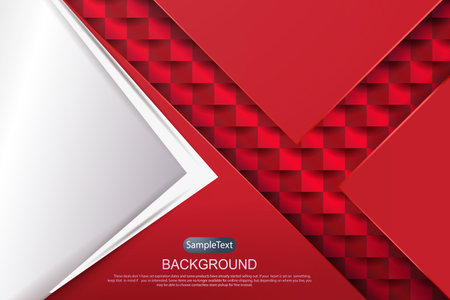 Abstract design in red with gradient, arrow and corner in white shadeのイラスト素材