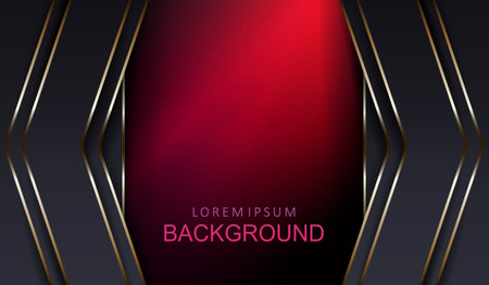 Textured red background, gray curtains with an arrow, a thin border of a golden hueのイラスト素材