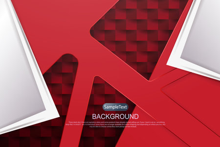 Red shade design with gradient, white arrow silhouette with geometric shapesのイラスト素材
