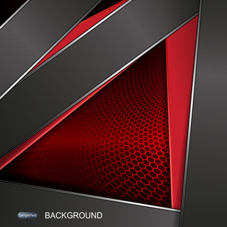 Abstract mesh design with gradient red color, geometric gray stripes with edging.のイラスト素材