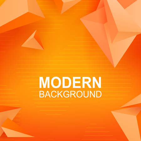 Orange design with a gradient, volumetric triangles with a 3D effect