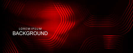 Red background with a gradient, geometric shapes from thin lines, a polygon with rounded cornersのイラスト素材