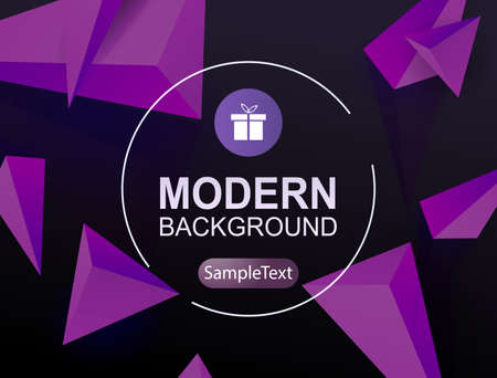 Black composition with a gradient, a set of purple triangles, a round frameのイラスト素材