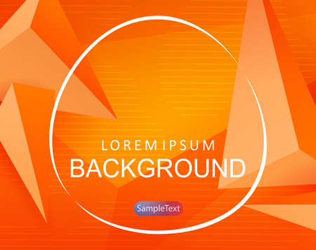 Orange background, 3D effect, randomly drawn triangular shapes, round frame.のイラスト素材