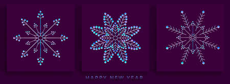 Set of Christmas isolated textural snowflakes of blue tint, design component.のイラスト素材