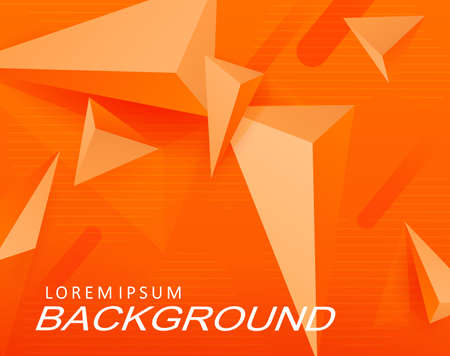 The background is orange, the effect is 3d, triangular shapes are randomly located.