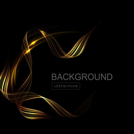 Black illustration, golden minimal wave patterns with subtle texture and glitter.のイラスト素材