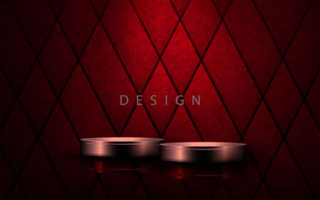 Mesh texture illustration of a red hue with a shiny podium.のイラスト素材
