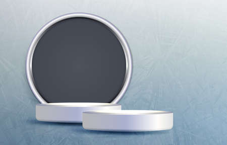White round frame and stage on a light textured background.のイラスト素材