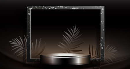 Square texture frame with a scene, silhouette of twigs with leaves.のイラスト素材