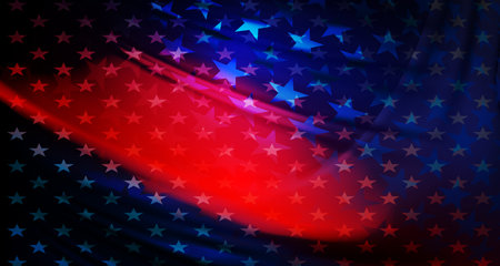 Abstract illustration with folds of matter in blue and red colors with starsのイラスト素材