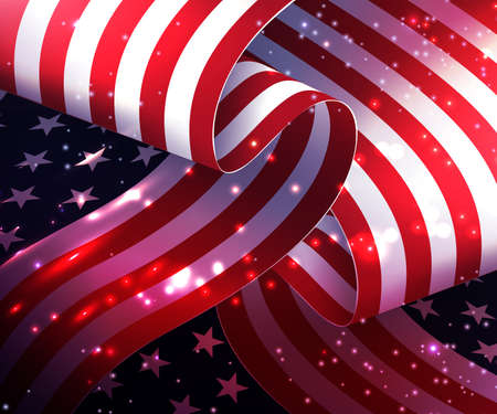 Gorgeous composition with curved USA flag and sparkling mosaicのイラスト素材