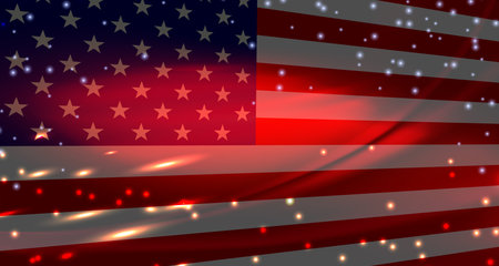 Abstract illustration of the flag of America with bright sparkling glitter.