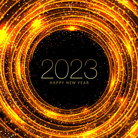 Round abstract frame in golden color with shiny tinsel.のイラスト素材