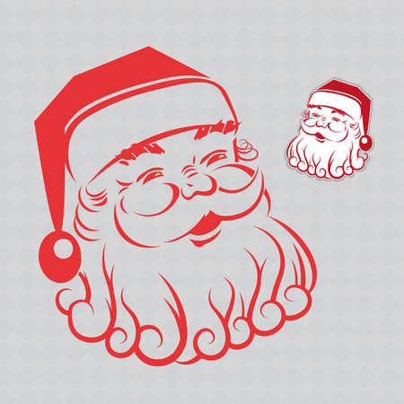Cheerful Santa Claus face silhouette,isolated design component.のイラスト素材