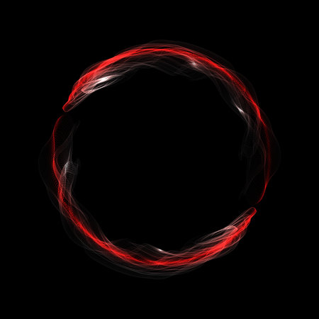 Red isolated round frame, small white tulle on a black backgroundのイラスト素材