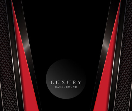 Geometric black composition with red slanting mesh curtains.のイラスト素材