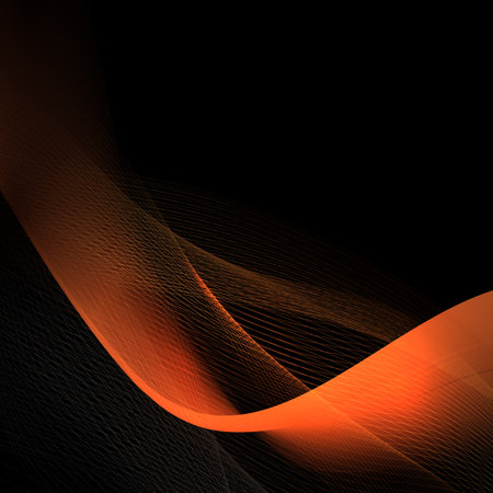 Wavy gorgeous composition of orange color, small tulle on a black backgroundのイラスト素材