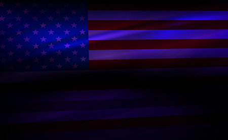 Dark composition with gradient and silhouette of america flagのイラスト素材