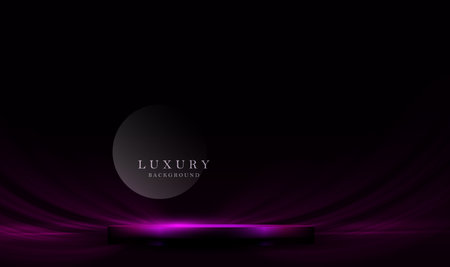 Dark illustration with round podium and glitterのイラスト素材