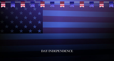 Illustration of the flag of America, national symbol, isolated garland of pennantsのイラスト素材