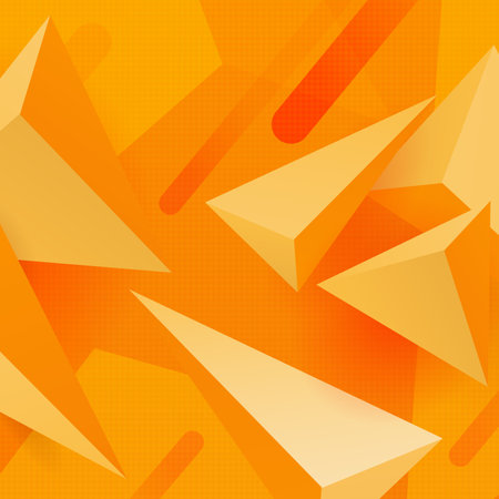 Geometric design in orange color,randomly drawn triangular shapes.のイラスト素材