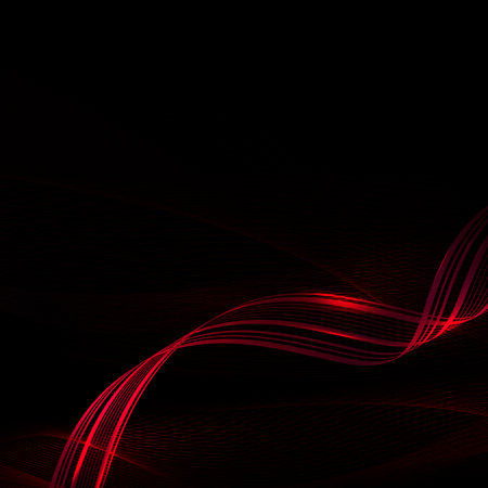 Wavy abstract red shape, fine mesh texture on black background