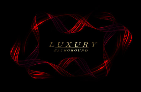 Isolated red frame with wavy patterns on a black background.のイラスト素材