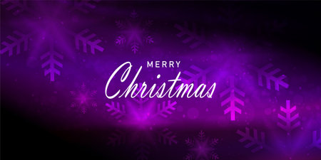 Christmas dark violet design with glitter and silhouette of red elegant snowflakes.のイラスト素材