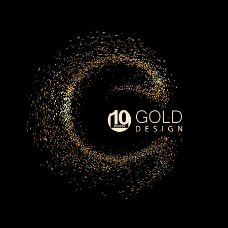 Abstract round isolated frame with golden glitter, design component.のイラスト素材